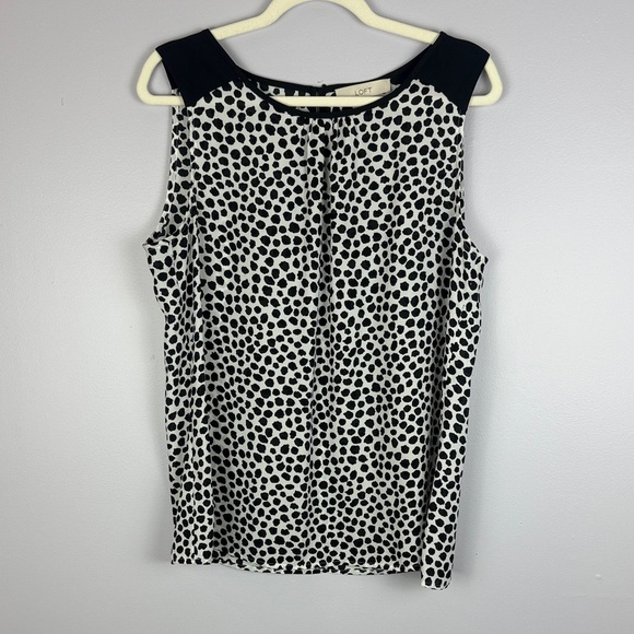 Ann Taylor LOFT Casual Chic Black & White Patterned Sleeveless Large Blouse - Picture 2 of 10